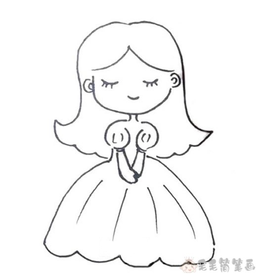 并画出前面的刘海 第六步:最后再帮小公主涂上小朋友喜爱的颜色吧