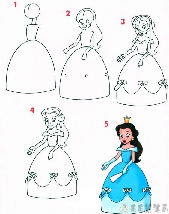 迪士尼公主简笔画教程1