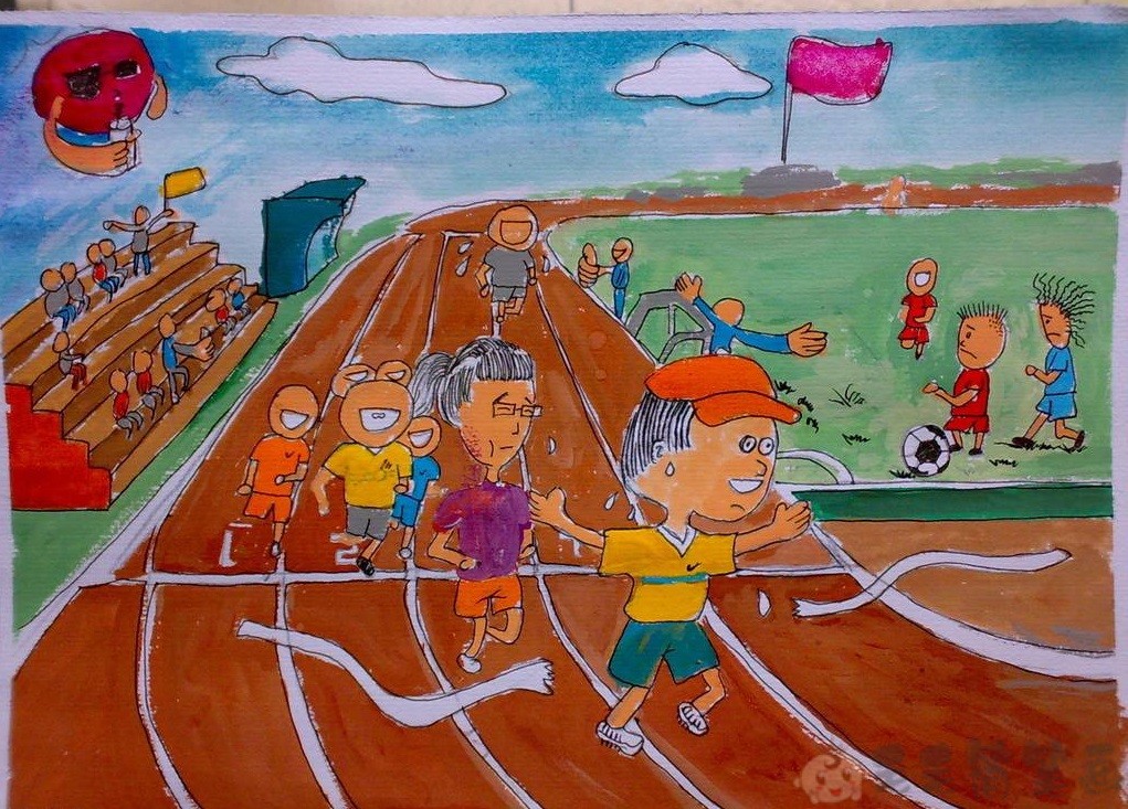 小学生冬季运动会绘画图片