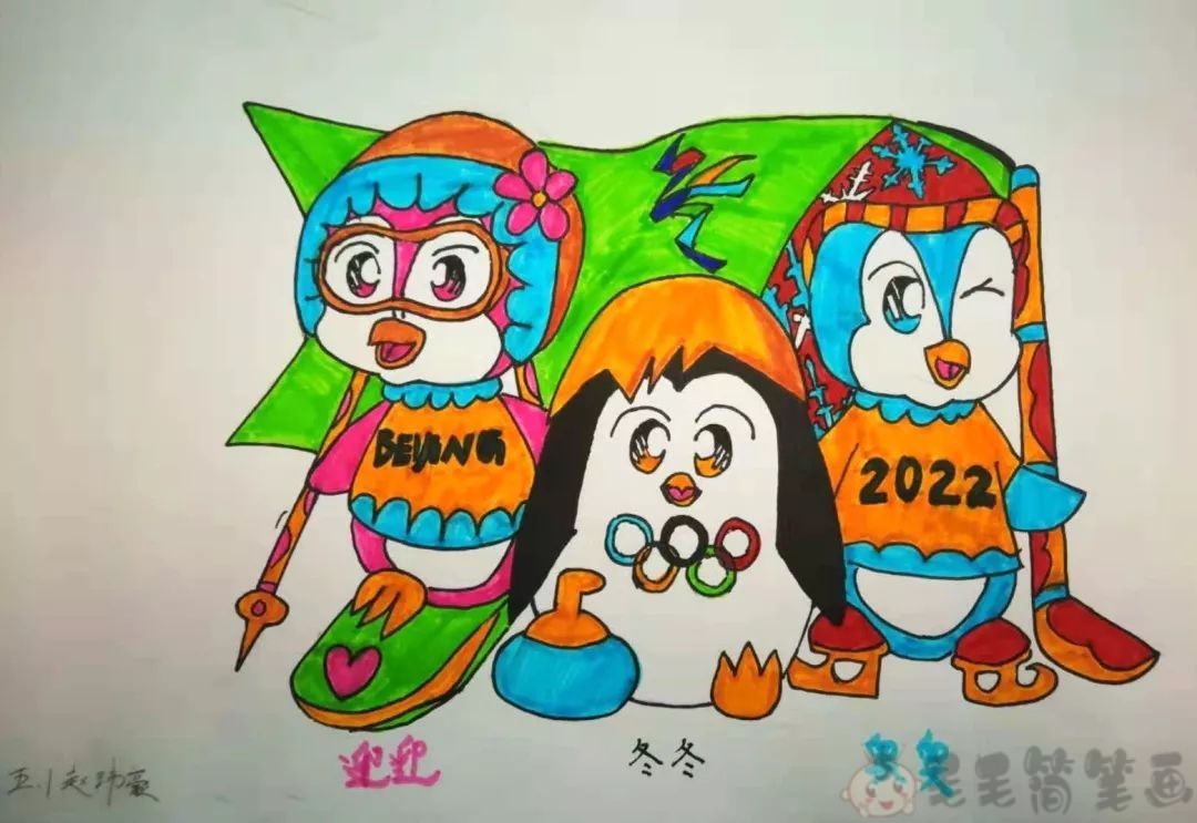 2022冬奥会儿童画图片,冬奥会优秀绘画作品