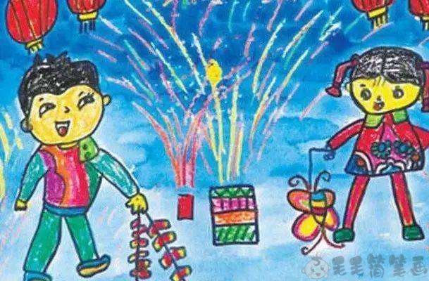 关于春节年味的儿童画图片