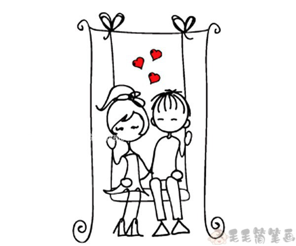 一组情侣简笔画图片情侣简笔插画