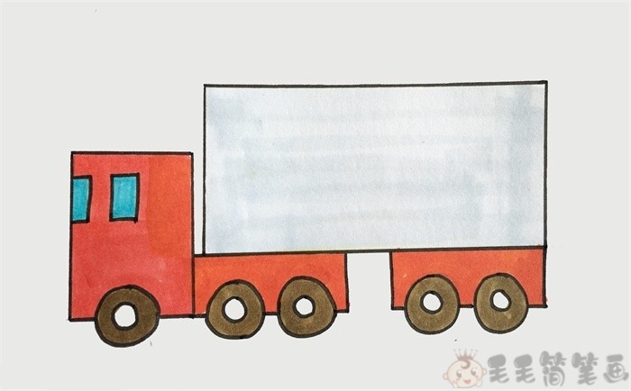 卡车简笔画图片,卡车儿童画图片教程