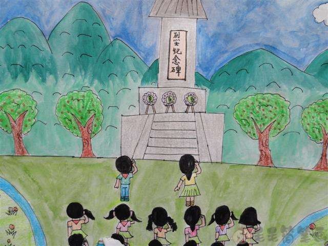 清明节扫墓儿童画图片