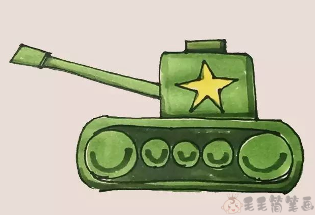 坦克简笔画,儿童画坦克简笔画步骤图:坦克是现代陆上作战的主要武器