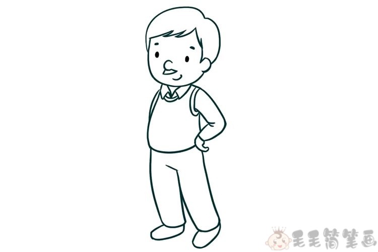 稳重的爸爸简笔画,儿童简笔画爸爸步骤图片