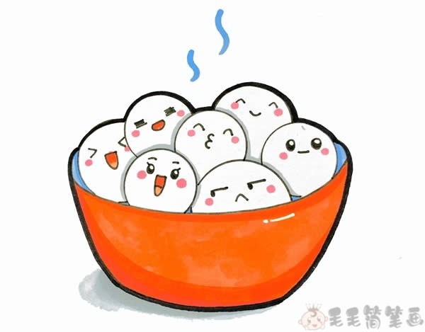 简单好画的汤圆简笔画