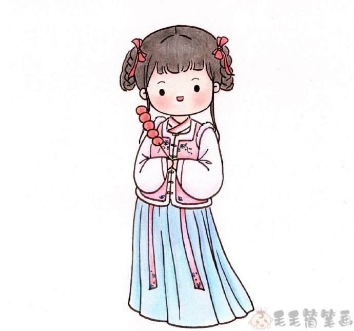 温柔可爱的古代女子简笔画