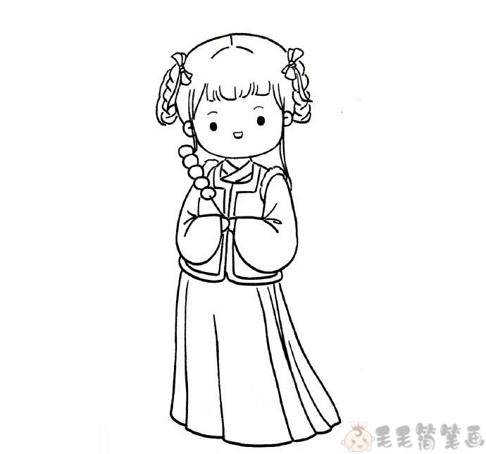 温柔可爱的古代女子简笔画