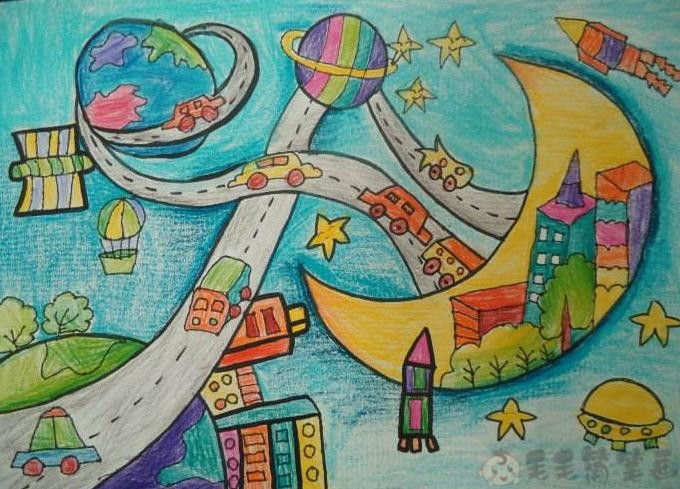 科幻儿童画,科幻主题儿童绘画