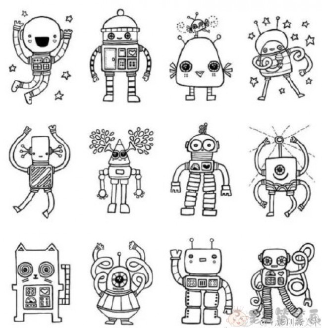 机器人简笔画,机器人儿童绘画