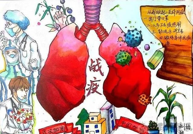 冠状肺炎主题画,新冠肺炎主题儿童画