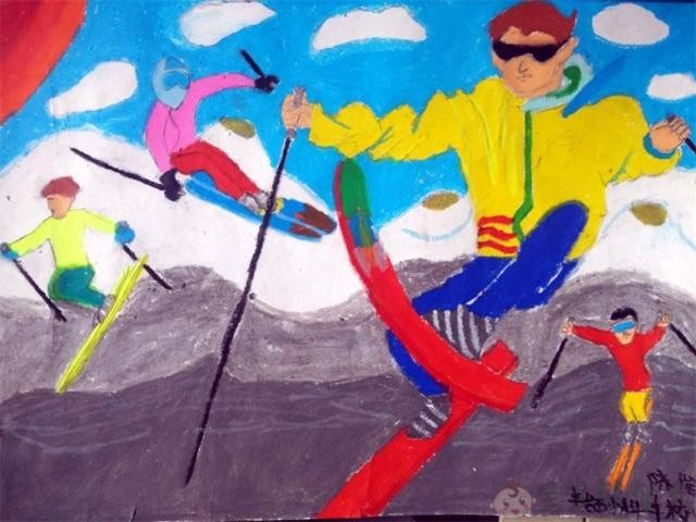 心系冬奥会绘画作品图片