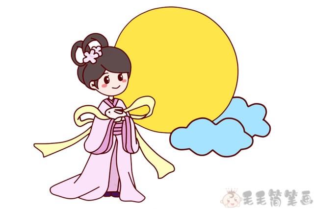 中秋节嫦娥简笔画画法教程:嫦娥是中国上古神话中的仙女,据史料记载