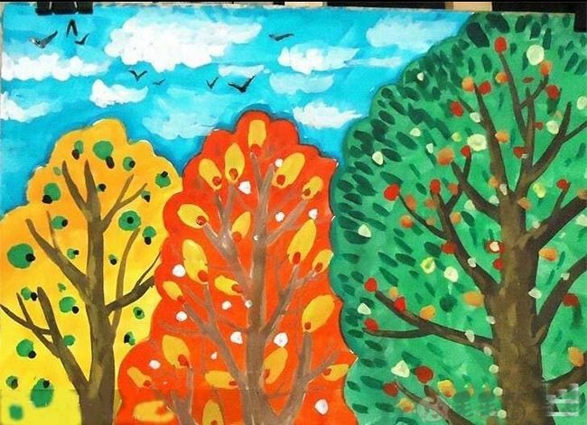 更多以秋天为主题的儿童画画,秋季少儿绘画作品,可前往【儿童绘画栏目