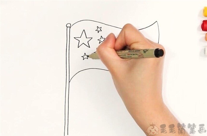 五星红旗简笔画五星红旗儿童画画法步骤