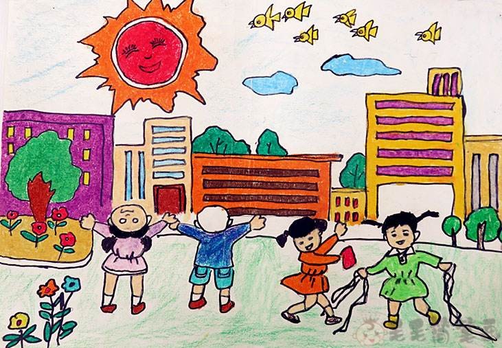 共建文明和谐校园儿童画