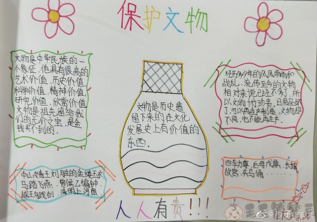 保护文物人人有责手抄报