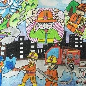 消防安全儿童画消防安全主题绘画作品