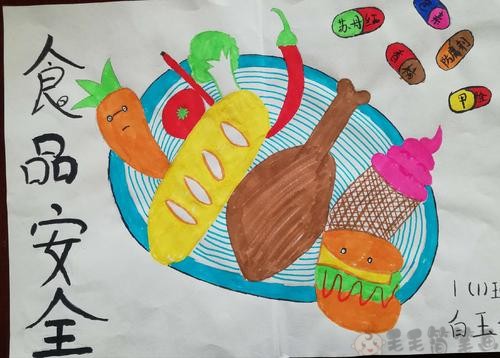 健康饮食儿童画,食品安全少儿绘画