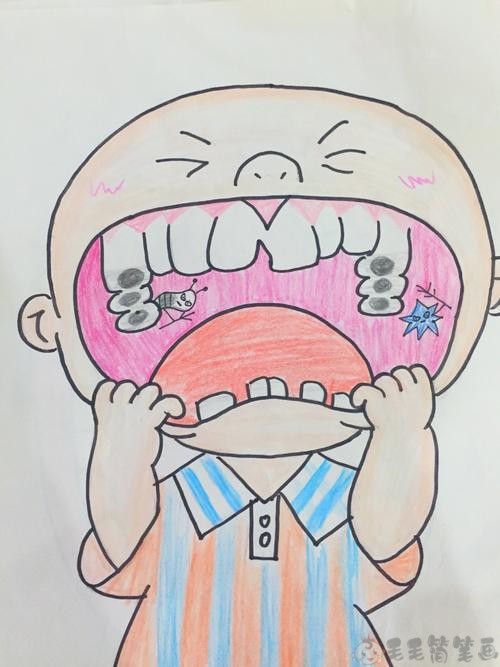 预防蛀牙儿童画,爱护牙齿少儿画画图片 - 毛毛简笔画