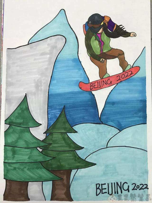 小学生冰雪主题绘画作品