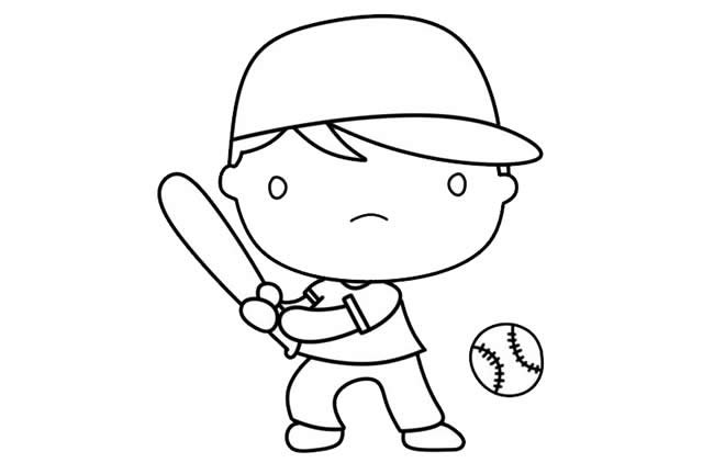 打棒球的男生简笔画