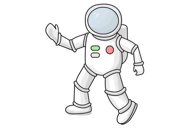 宇航员简笔画涂色完成图  宇航员简笔画步骤一:先画两个圆圈