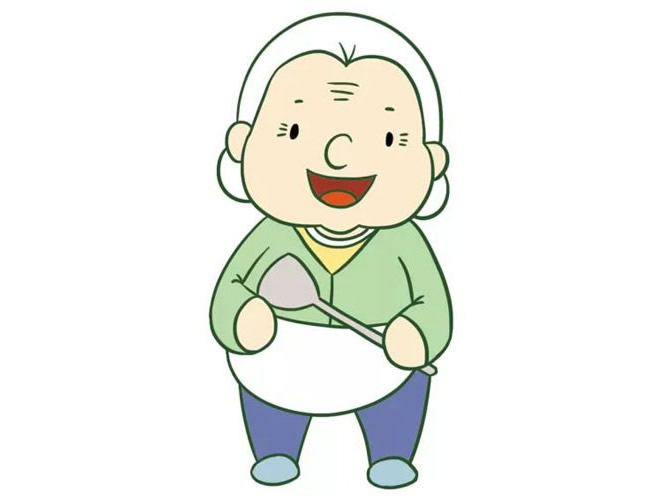 两张老奶奶简笔画彩色图片大全