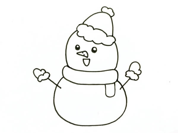 可爱的圣诞雪人简笔画彩色画法步骤图片教程