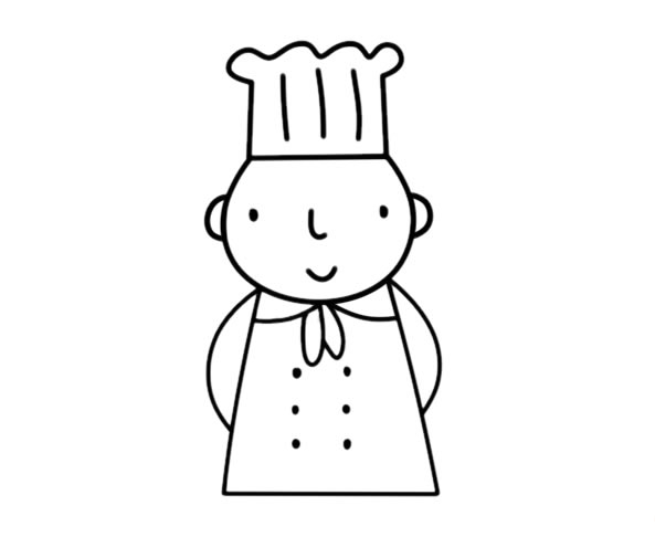 厨师简笔画带颜色幼儿学画厨师简笔画步骤画法