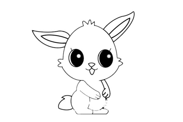 步骤七:简单涂上颜色,这样卡通小白兔简笔画就完成了!