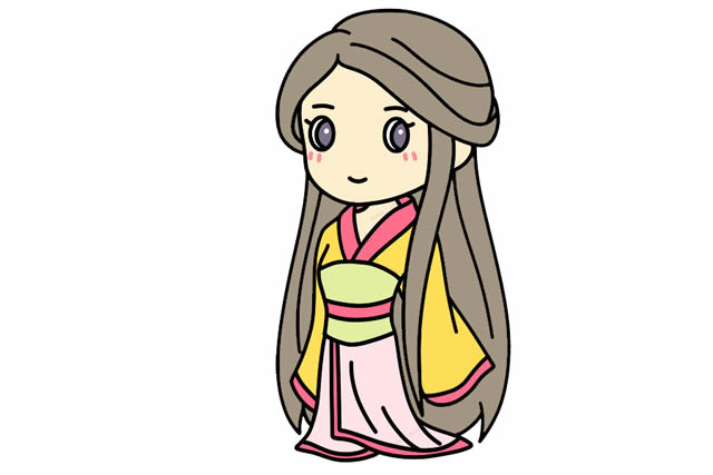 古代美女简笔画步骤教程