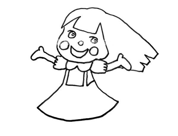 欢乐的小女孩简笔画步骤图片教程
