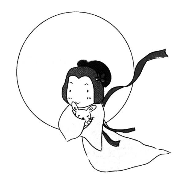 嫦娥和漂亮的月亮简笔画图片素材