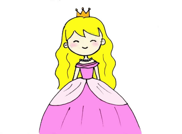 [公主的画法]看步骤学画可爱的小公主简笔画