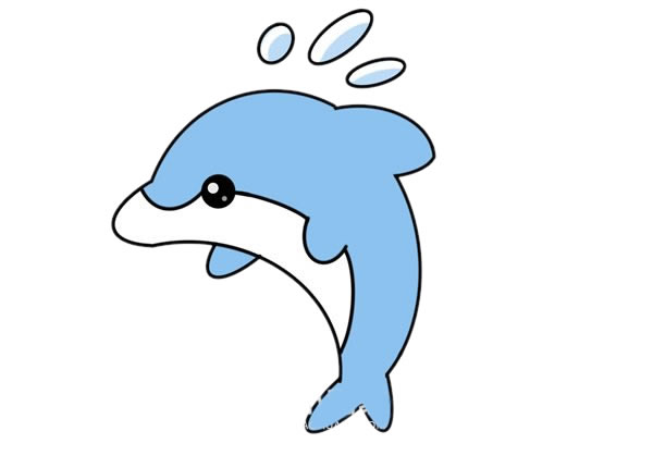 可爱的海豚简笔画图片 彩色画法 步骤图解教程