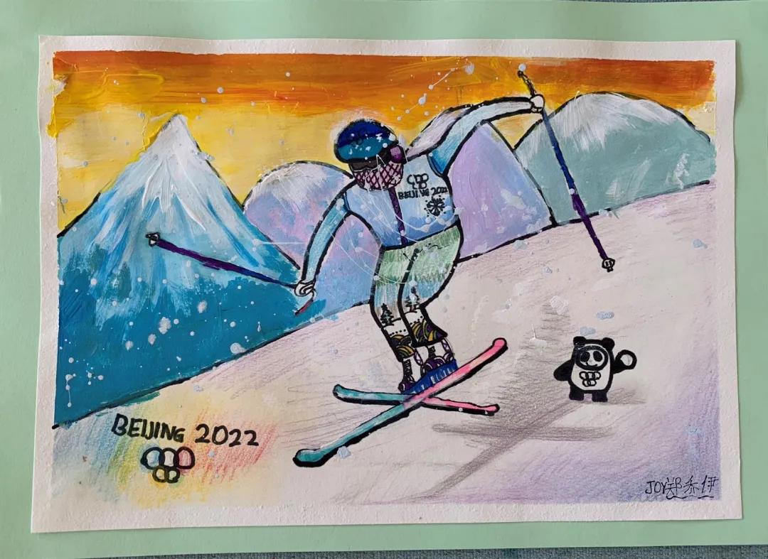 冰雪奥运会主题绘画,冰雪运动会主题儿童画