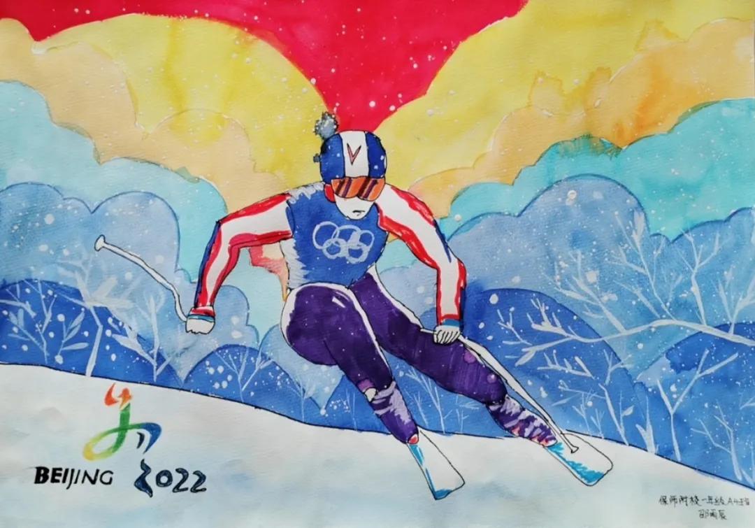 冰雪奥运会主题绘画冰雪运动会主题儿童画