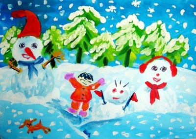下雪啦幼儿园美术画