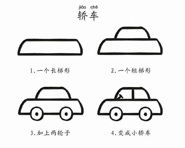 轿车简笔画的画法幼儿园分享一学就会