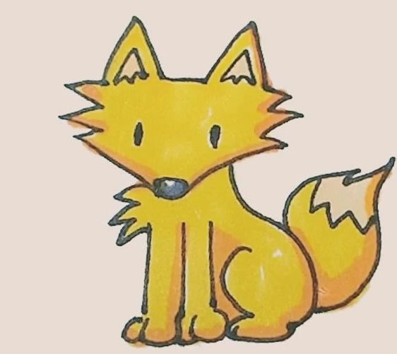 狐狸简笔画彩色画法步骤图解教程