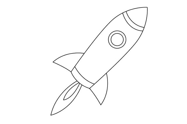 火箭简笔画 简单六步画出火箭简笔画步骤图解教程
