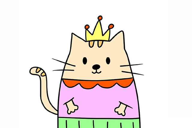 各种装扮的可爱卡通小猫简笔画画法图片大全 动物-第7张