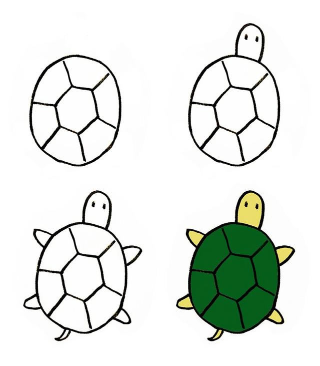 简单的乌龟简笔画简笔画乌龟的画法步骤图片
