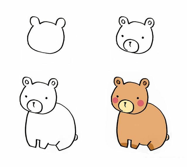 卡通小熊简笔画,图片大全 动物-第1张