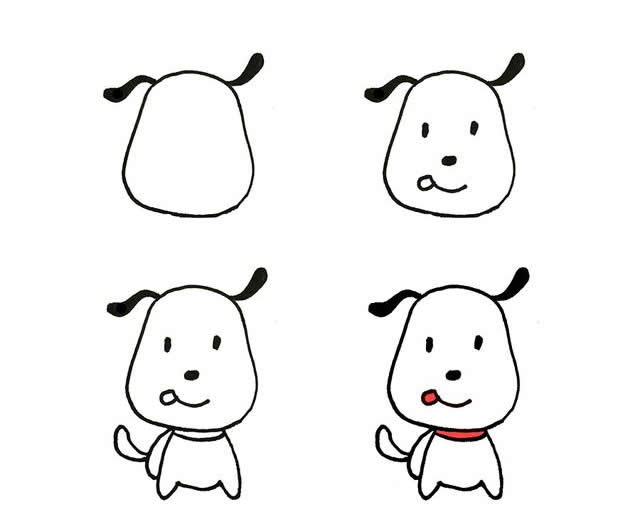 儿童简笔画,可爱的小狗画法步骤图片二 动物-第1张