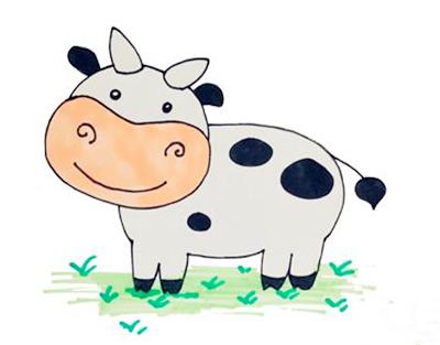 教你画一头奶牛简笔画画法快帮孩子收藏吧
