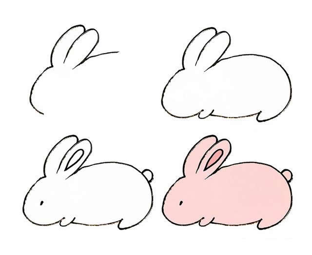 可爱的小兔子简笔画步骤图片 动物-第1张