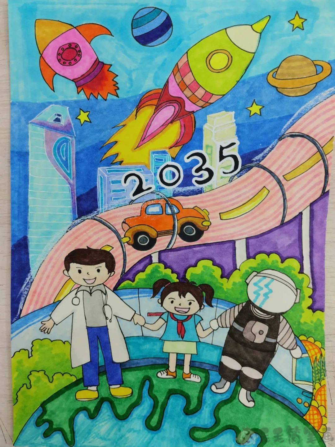 更多2035题少儿绘画作品,展望2035绘画图片,的可前往【儿童绘画